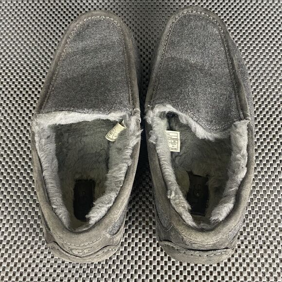 Ugg Ascot Moccasins Slippers Loafers Mens Size 10 Gray Leather Shearling Slip On main image 12